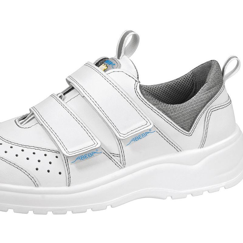 Basket infirmière antidérapante, Cuir Blanc perforé, Fermeture velcro