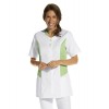 Blouse courte Manche courte  Blanc et Vert  Pressions vertes