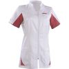 Blouse courte médicale cintrée à Zip  Blanc-Rouge cassis