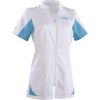 Blouse médicale courte cintrée Blanc-Turquoise