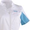 Blouse médicale courte à Zip Blanc-Turquoise