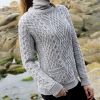 Pull Irlandais femme Pure laine mérinos Gris clair