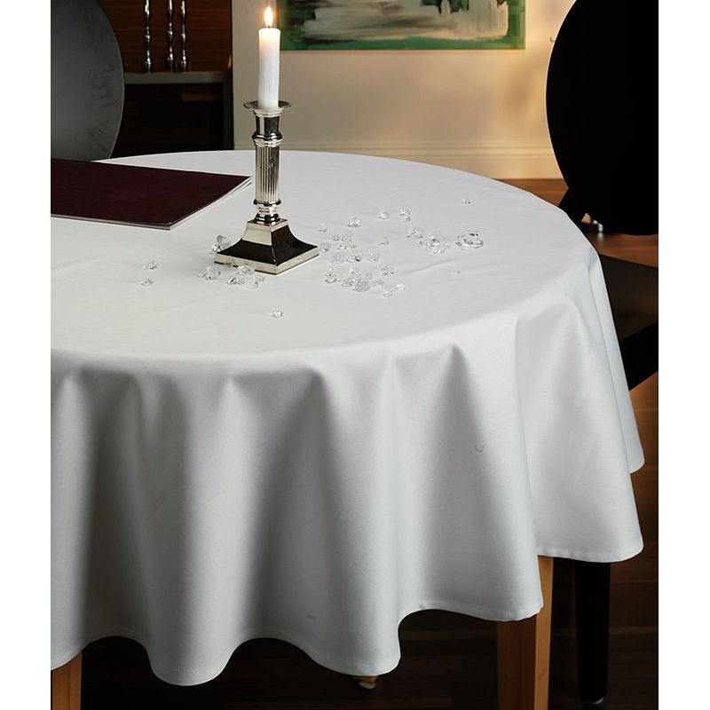 Nappe Ronde, Coton, Blanc uni, Mercerisée, Lavable à 95°C