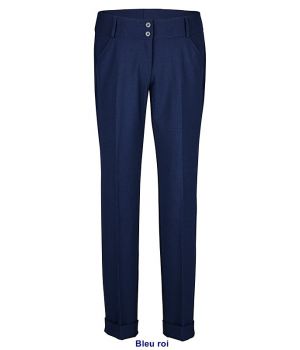 Pantalon Femme Taille Basse, Coupe Cigarette Slim, Bleu roi taille 38.