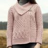 Cardigan Femme de style Irlandais, Luxe et Douceur, Rose