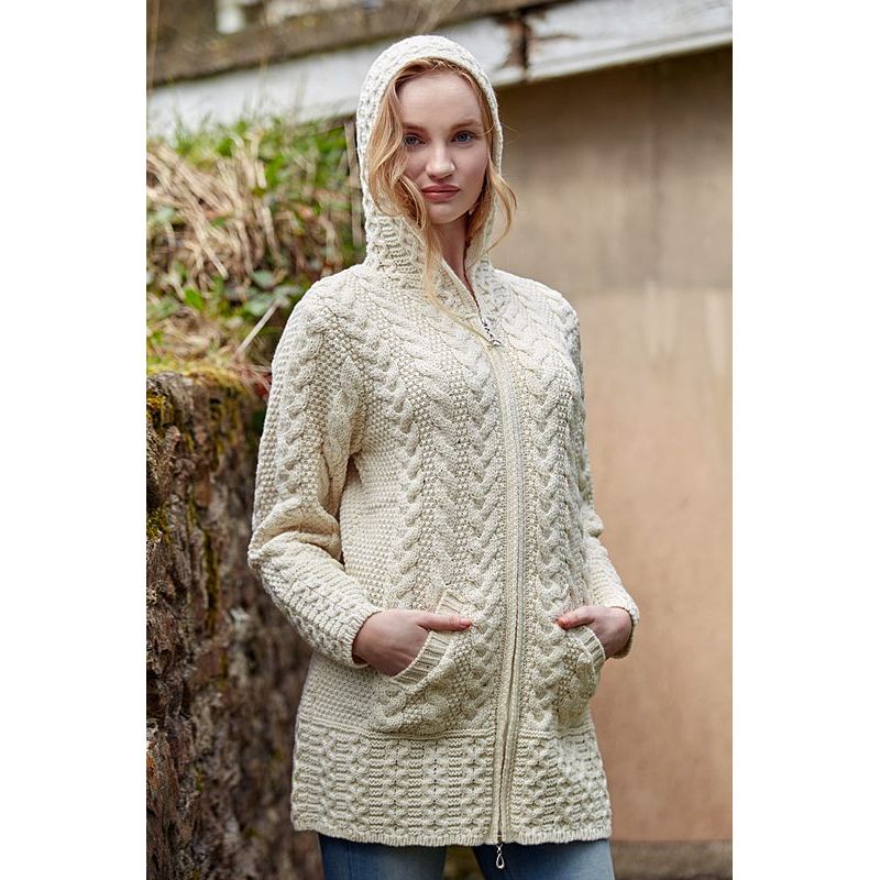  Cardigan  Irlandais Femme Long   capuche  Zip Celtique 