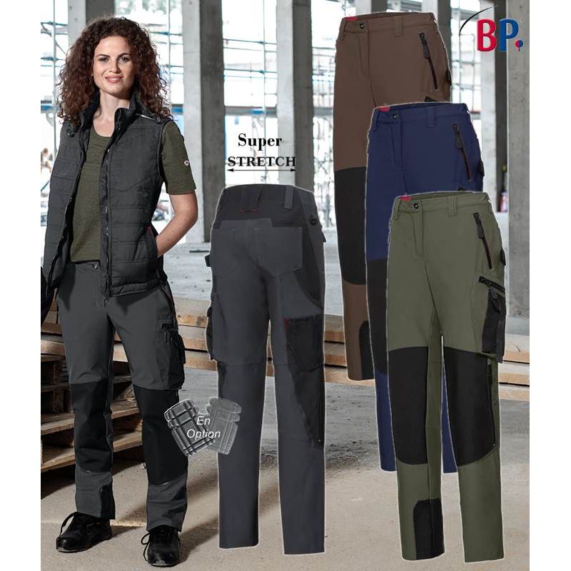 Pantalon de travail femme noir confort stretch Adolphe Lafont - Pantalons  de travail Femme 