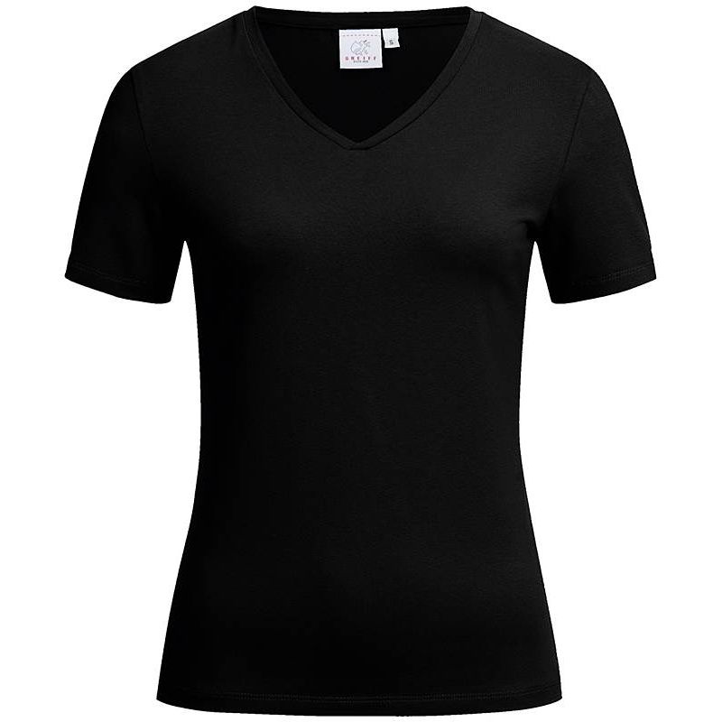 Tee-Shirt Femme, Coupe Regular Fit, Col en V, Coton et Stretch
