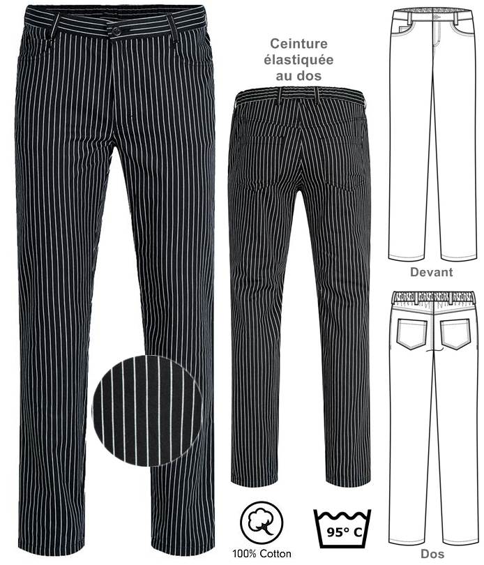 Pantalon de cuisine UMINI ROBUR unisexe noir et blanc 24€HT LISAVET