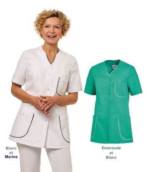 Blouse Médicale Femme, 2 Double Poches Latérales, Poche Poitrine