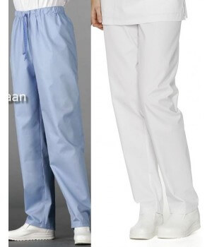 Pantalon blanc Homme et Femme, Ceinture élastique, Polyester Coton.