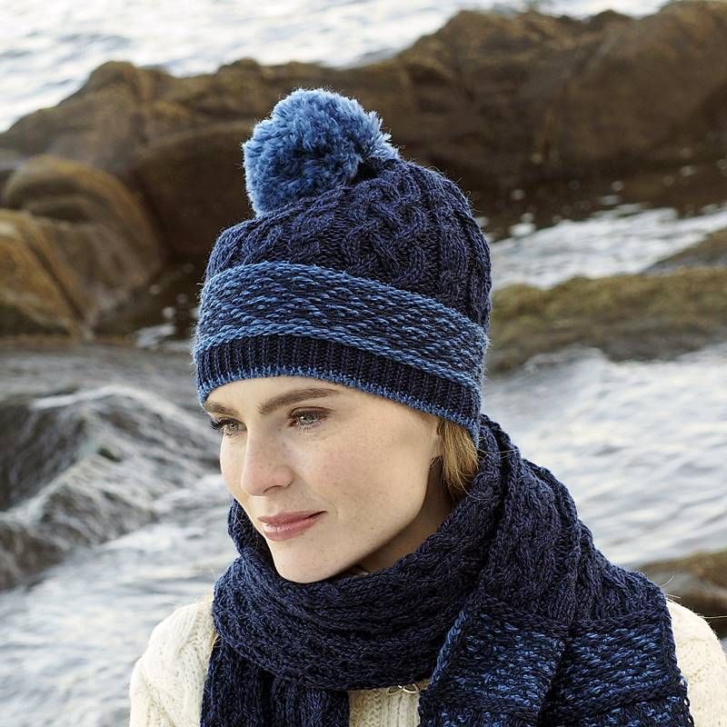 Bonnet femme pompon en laine mérinos, made in France