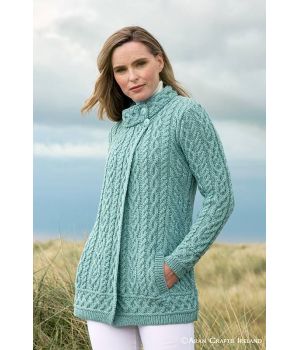 Superbe Cardigan Irlandais, 100% Laine Mérinos, Silhouette Flatteuse