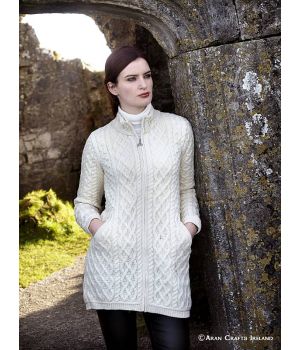 Manteau Femme Irlandais, Fermeture zip, Laine Mérinos extra douce.