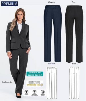 Pantalon Femme Premium, Bi-Stretch, Coupe Confort, Anthracite taille 42.