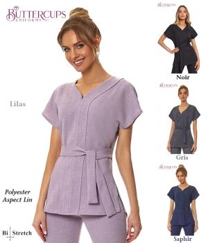 Blouse Esthéticienne, Confortable et Chic, Polyester Bel Aspect Lin.