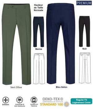 Pantalon Homme Premium Bi-stretch, Coupe Ajustée, Elegant et Chic