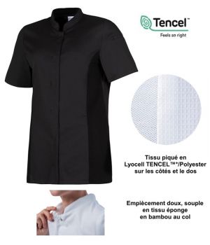 Veste de Cuisine Femme, Manches Courtes, Lyocell TENCEL™ Polyester Côtés et Dos